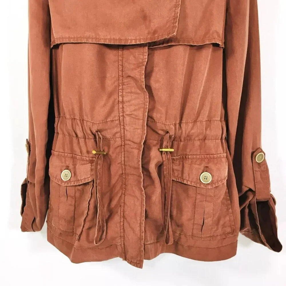 Anthropologie Cartonnier Sz 2 Cargo Utility Safari Rust Jacket Drawstring Zip